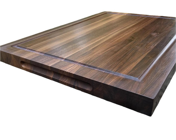 Black Walnut Edge Grain Cutting Board with built in handles