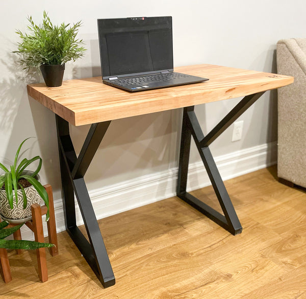 Hardwood Desk with Metal Legs