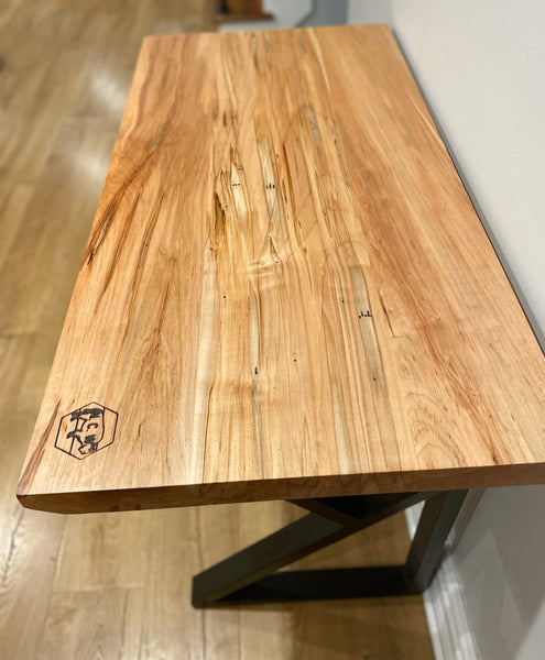 Hardwood Desk with Metal Legs