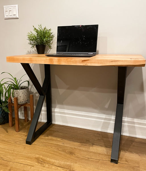 Hardwood Desk with Metal Legs