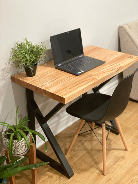 Hardwood Desk with Metal Legs