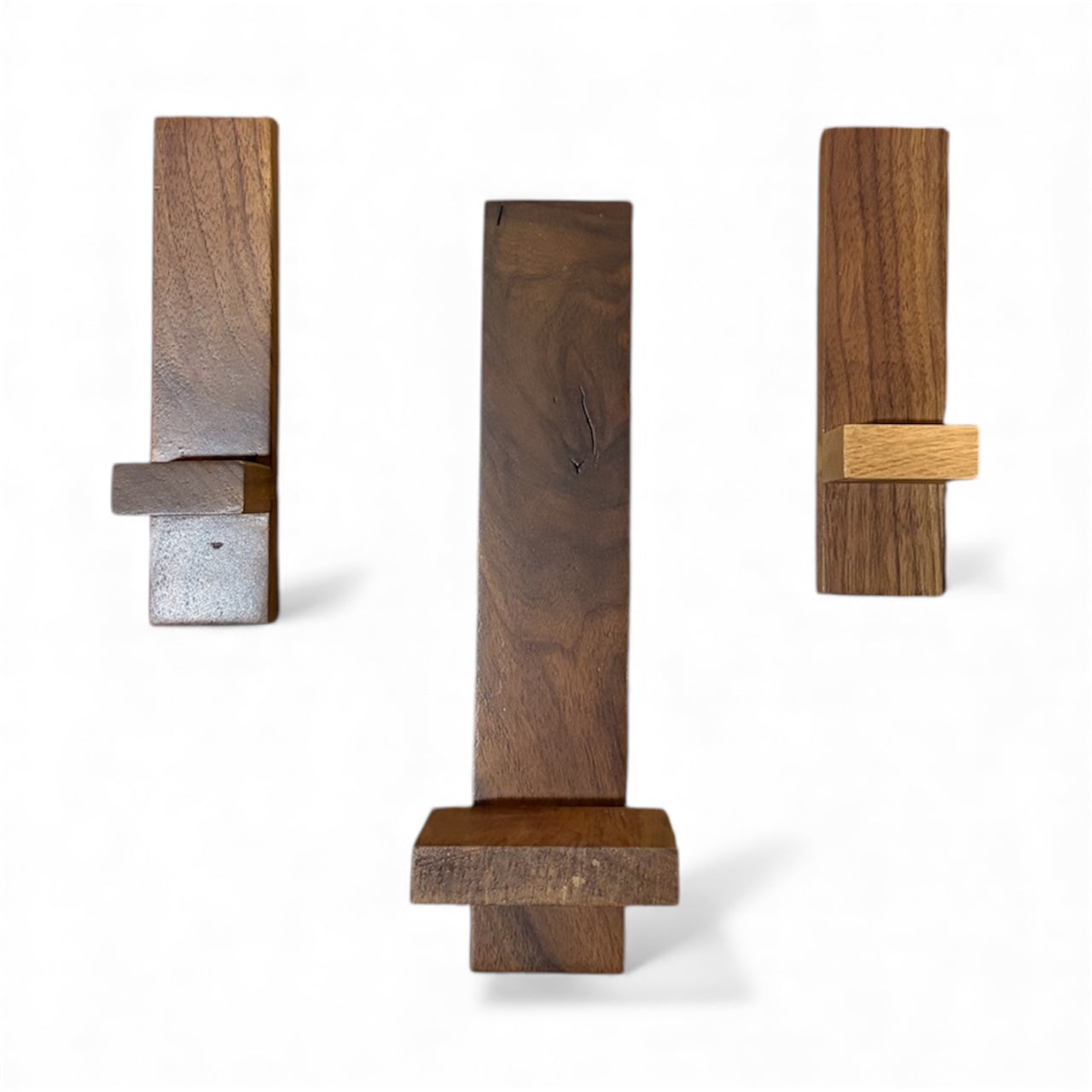 Set of 3 Black Walnut Wood Plant Shelves - Floating Shelf