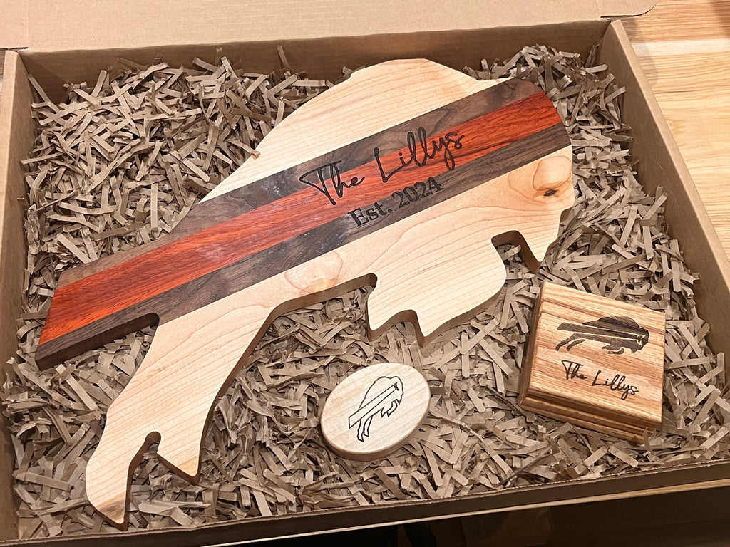Custom Engraved Cutting Board Gift Set