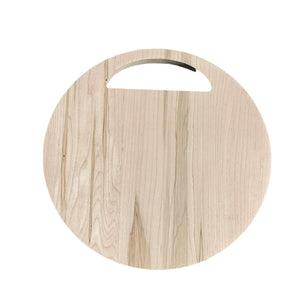 12" Hardwood Circle Cutting Board with cutout handle