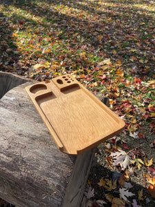Hardwood Rolling Tray with multiple compartments