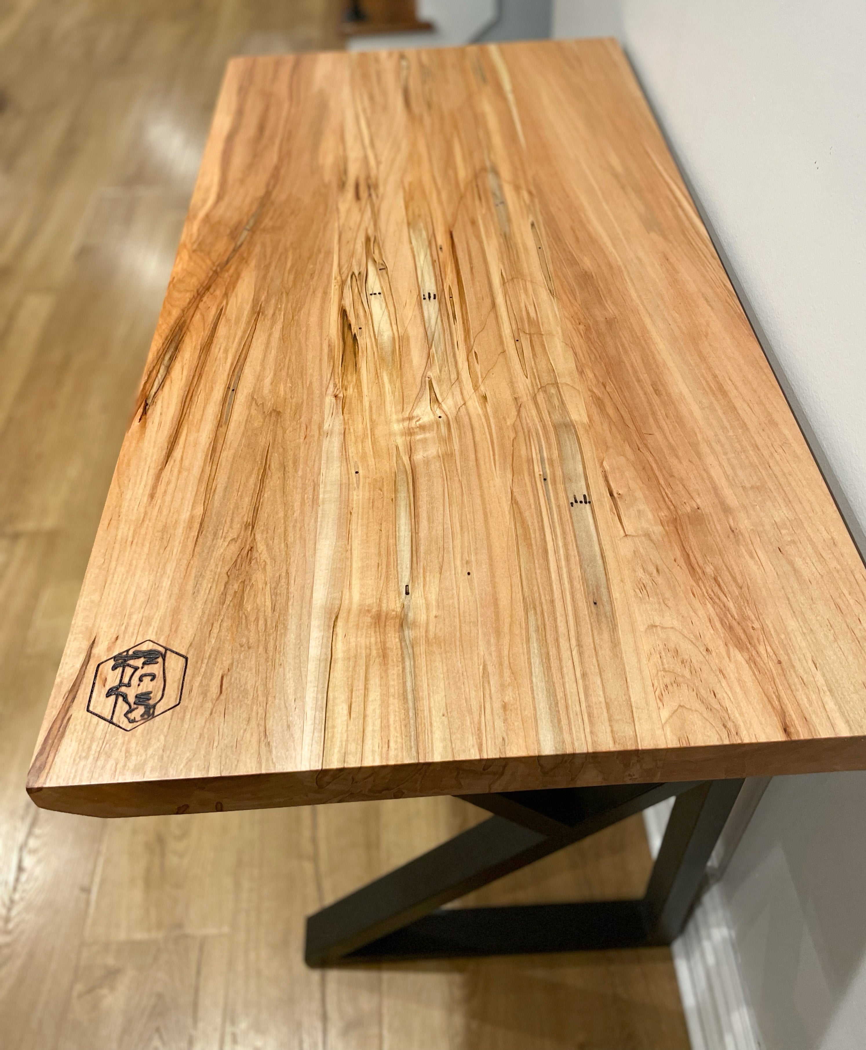Hardwood Desk with Metal Legs