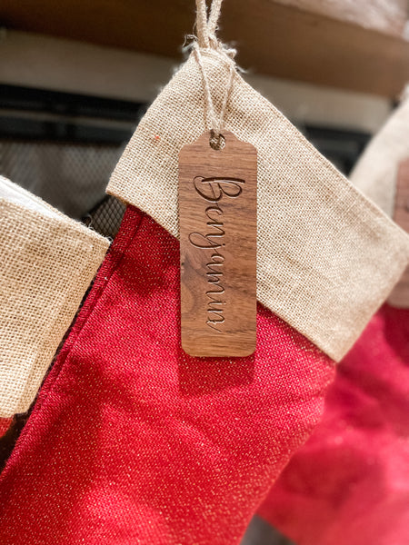Custom Engraved Wood Stocking Tag